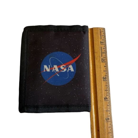 NASA Hook & Loop Trifold Wallet Unisex Black Starry Night Space Aerospace - Picture 8 of 11